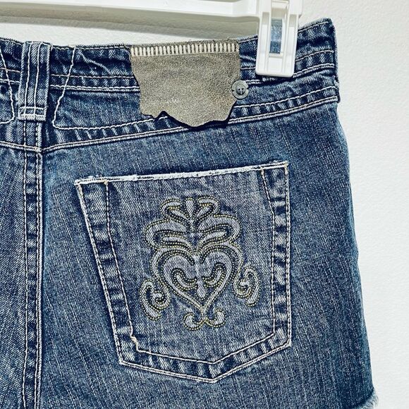 Industrial cotton denim cutoff shorts distress blue western casual women 7 - Picture 4 of 5